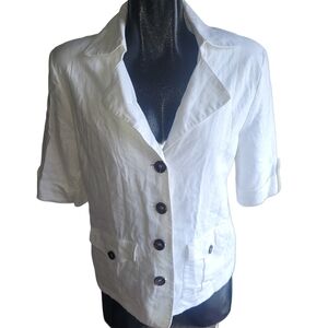 Tradition White Linen Blend Blazer Size 14